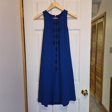 Apt 9 Womens Small Royal Blue Embroidered Sleeveless Shift Dress NWT