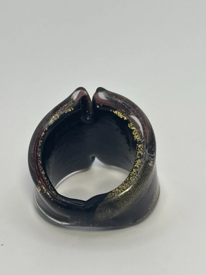 Anillo de vidrio dicroico talla 6 en hermoso marrón verde y dorado Foto 4 de 4
