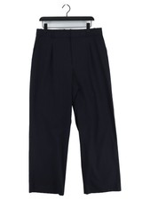 Uniqlo Men's Suit Trousers XL Blue Polyester with Elastane, Viscose Dress Pants