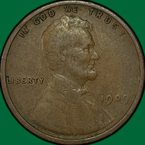 1909 Lincoln Wheat Cent Fine F Coin #36995