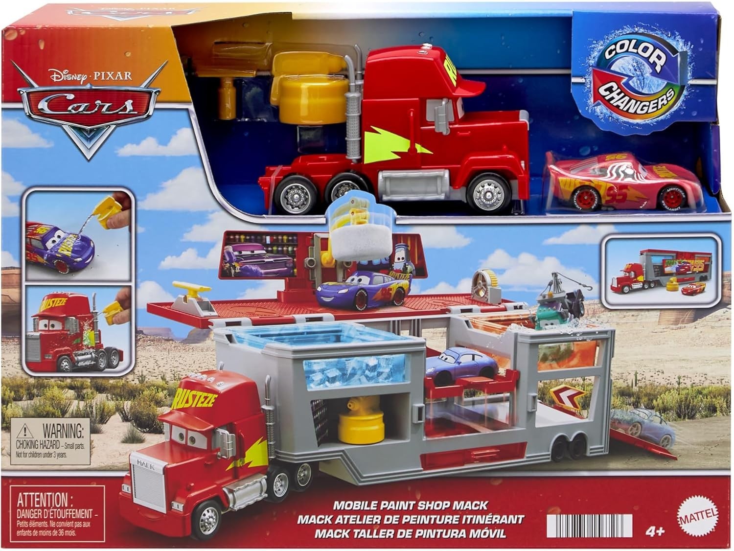 Mattel Disney and Pixar Cars Transforming Truck & Toy Car Playset Color Changers