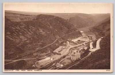 Boscastle Blick von oben Hafen Cornwall Valley Village Photochrom Co