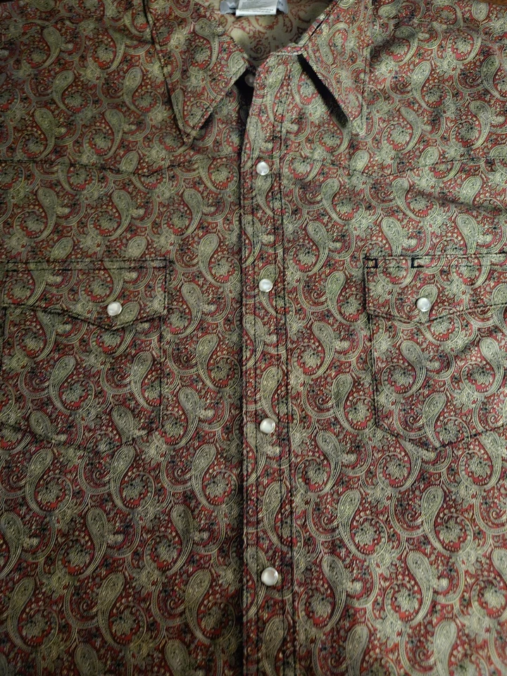Camisa Wrangler Wrancher Para Hombre Talla 2X/2X Perla Snap Paisley Manga Corta. Foto 2 de 4