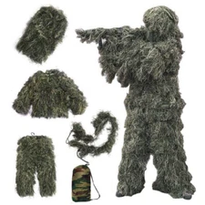 NEW Woodland Camouflage Ghillie Suit Sniper Cloth Jungle Camo Hunting 5 Set US