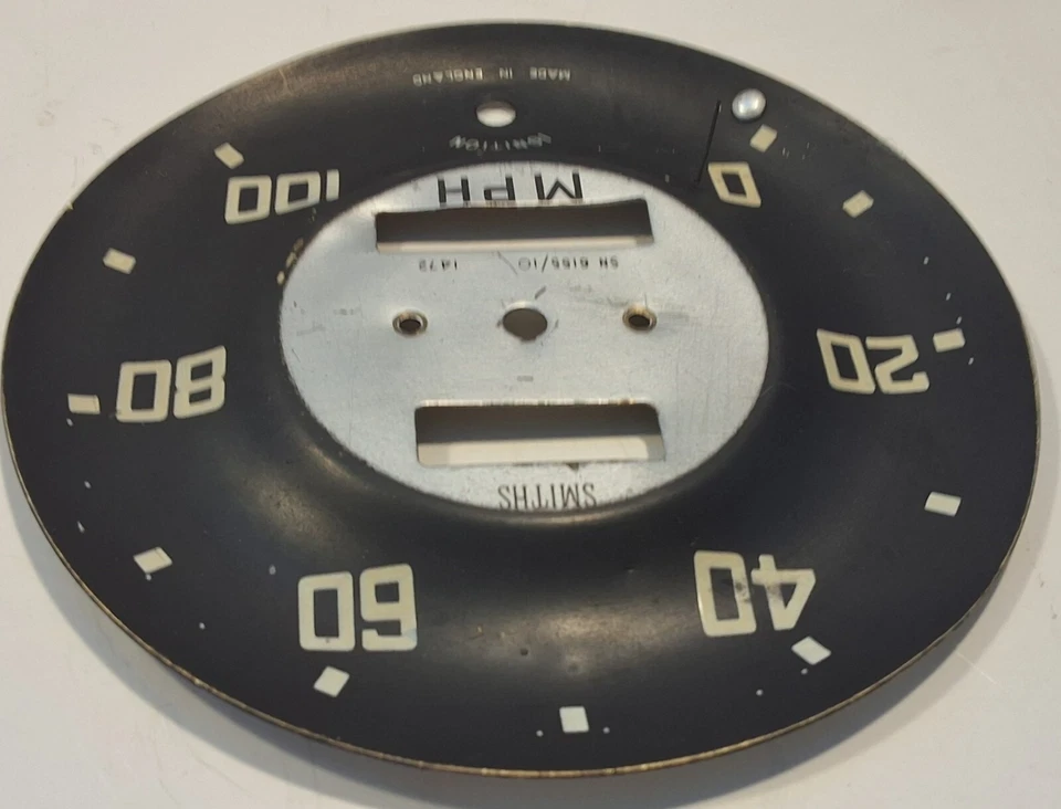 Austin Healey Bugeye Sprite Mk1 Smiths 速度表表表盘面部-有凹痕-S1 #39 #7 — 第 3/4 张图片