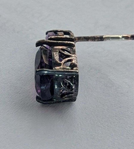 LUSAKA AMETHYST STERLING SILVER EARRINGS Deep Purple Color - Picture 8 of 8