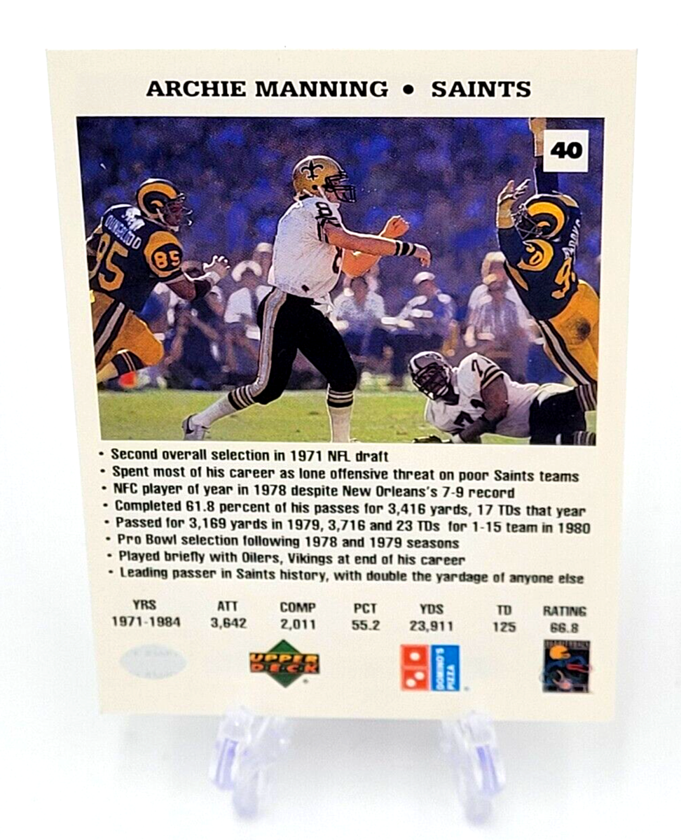 1991 Upper Deck Dominos Quarterback Challenge Archie Manning