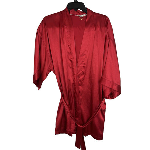 Victoria's Secret Sexy Satin Short Cover Up Robe With Belt Red O/S - Picture 2 of 11