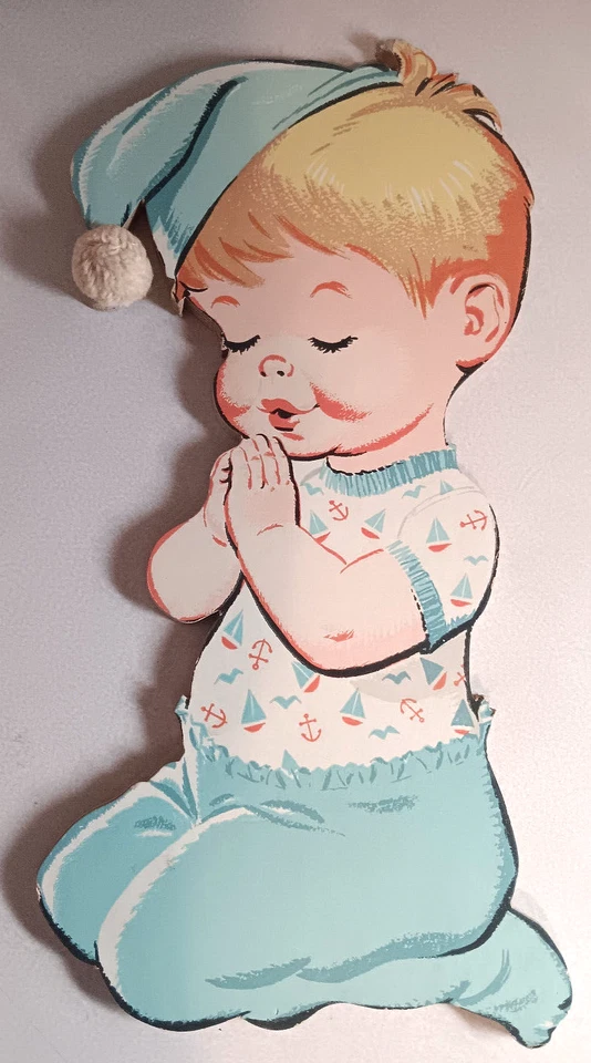 DE COLECCIÓN AÑOS 50 6 PIEZAS DECORACIÓN DE PARED INFANTIL REZANDO NIÑO NIÑA PERRO BÚHO VACA CONEJITO MUÑECA JUGUETE Foto 2 de 4