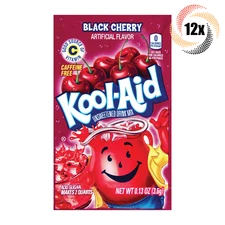 12x Packets Kool-Aid Black Cherry Caffeine Free Soft Drink Mix | Fast Shipping |