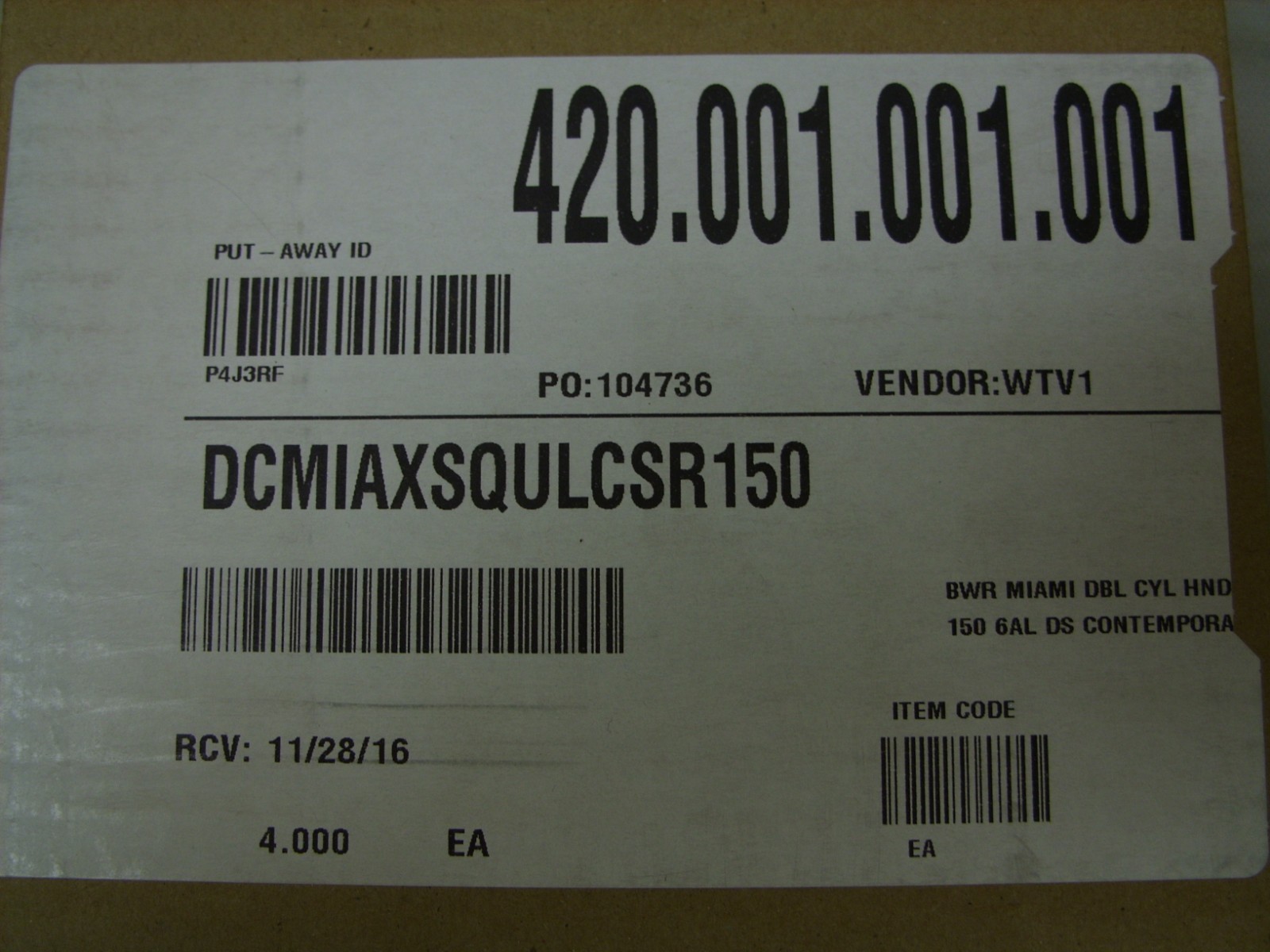 Baldwin Miami Double Cylinder Handleset Square Lever Interior 9BR1813