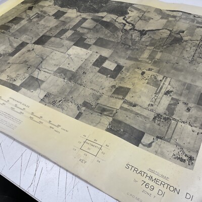 VINTAGE Aerial Map Mines VIC Air 1945 Photo Photography BAR PROP Strathmerton