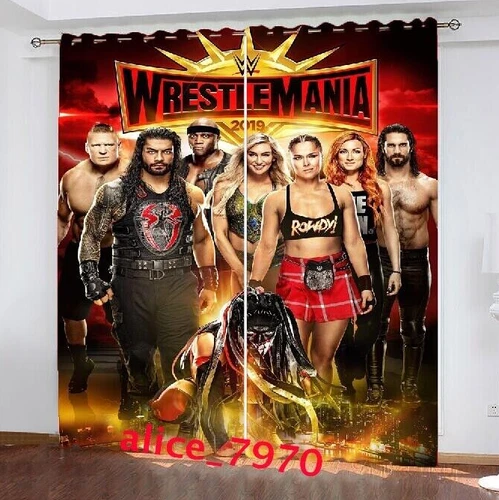 Jungen WWE Wrestling Legends Verdunkelung Fenstervorhänge Thermo Ring oben Ösen Geschenk - Bild 10 von 13