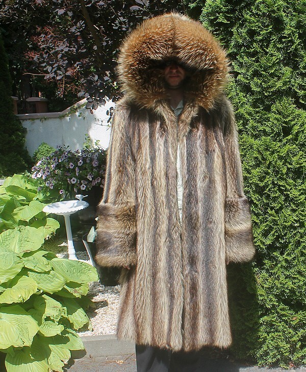 Men's Pelzmantel Echtpelz Pelz Mantel 100 Real Farmer Raccoon Coat 2XL
