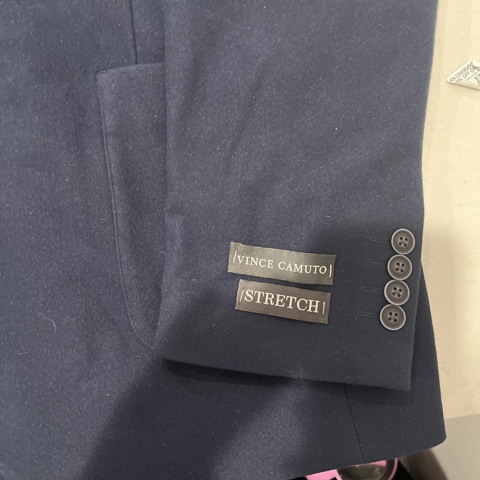 $295 Vince Camuto Men's Blue Slim-Fit Stretch Hooded Sport Coat Jacket Size 42L - Image 4 of 4