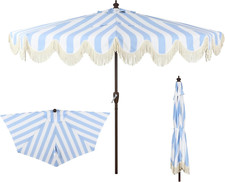 Beverly 9 Ft. Classic Scalloped Patio Umbrella with Crank Tilt - Light Blue