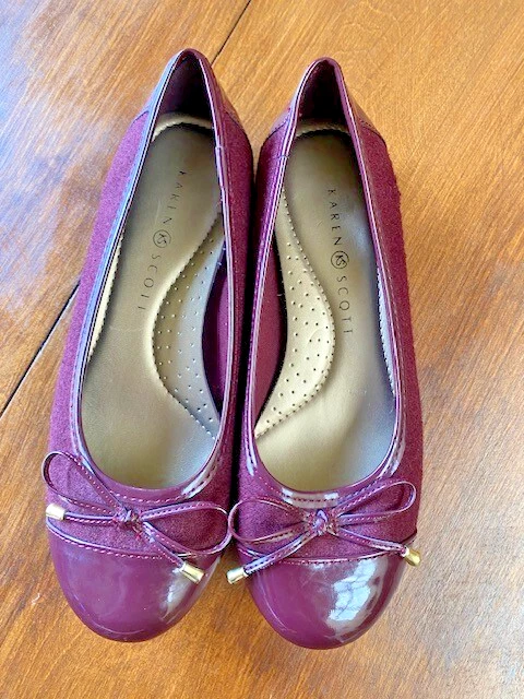 Zapatos para mujer Karen Scott "Rylee" charol borgoña imitación cuero/gamuza sintética 7M Foto 2 de 4