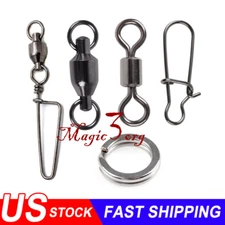 Fishing Snaps Swivels Duo Lock Snap Ball Bearing Swivels Split Rings Connecter