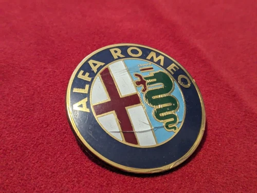 ALFA ROMEO 75MM LOGO ACRONYM EMBLEM FRIEZE CREST WRITTEN PLAQUE BADGE PLATE
