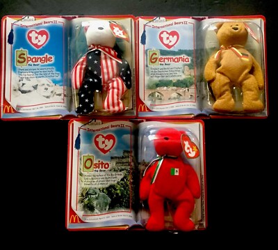TY Beanie Baby lot of Germania Osito Spangle International Bears