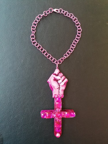 Jewelry Talisman Pendant Necklace Feminist Symbol Human Rights Cross Charm Chain - Picture 6 of 24