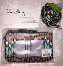 VERA BRADLEY Zip ID Case & Lanyard SIERRA STREAM Badge Holder Key Ring RARE NWT