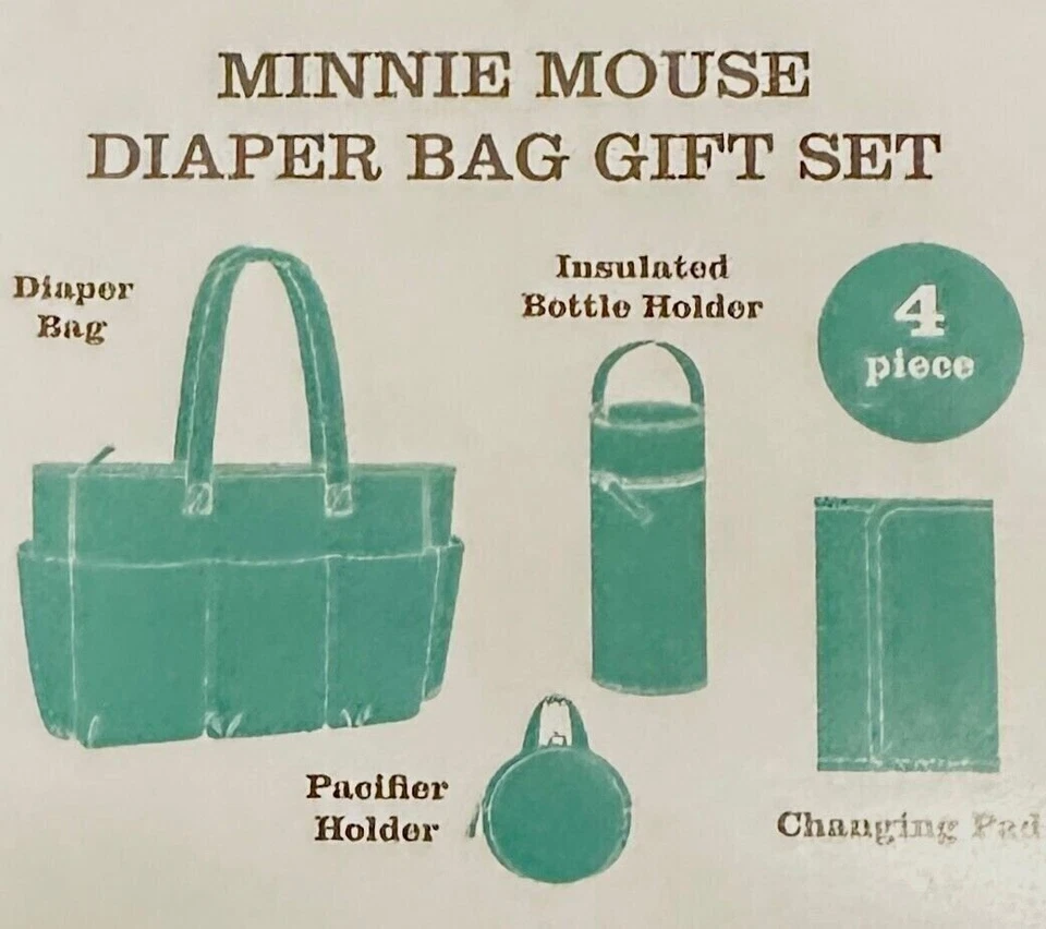 Disney Minnie Mouse Juego de Bolsa de Pañales de Múltiples Piezas con Minnie Mouse Tirar Cabezas Prin Foto 4 de 4