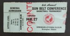 Sun Belt Basketball Tournament Ticket Stub 2/27 1982 UAB South Florida VCU Semis