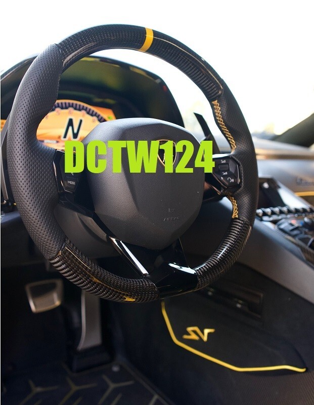 Carbon steering wheel OE Lamborghini Aventador SV LP700 Yellow ring stitching
