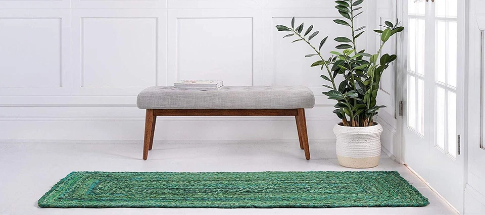 Indian Braided Natural Cotton Handmade Reversible Floor Rug Rectangle Rag Rugs - Image 2 of 4