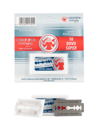 Dovo 10-Pack Razor Blades Shavette Double-Edge Super-Platinum Sharp Safe-Opening