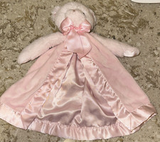 Bearington Baby Pink Teddy Bear Girl Blanket Satin Lined Plush Security Blanket