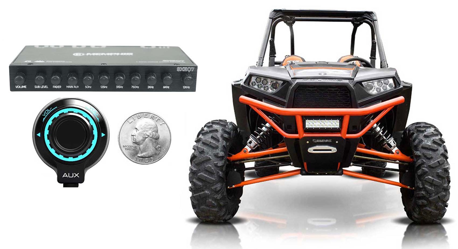 Memphis Audio MXAEQ7 7-полосный эквалайзер Контроллер Bluetooth для 4 лодок квадроциклов UTV RZR 17190₽