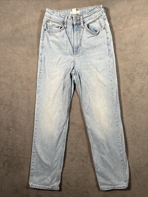 H&M Jeans Womens Light Blue 90s Wide Leg High Rise Faded