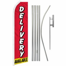Delivery Available Advertising Swooper Feather Flutter Flag  Pole Kit Food