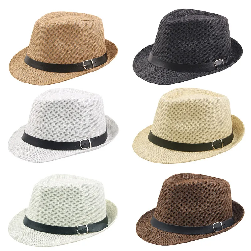 Uforglemmelig Brød fingeraftryk Panama Hat Mens Straw Paper Trilby Fedora Sun Hats Summer Wide Brim Beach  Cap US | eBay