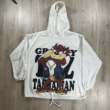 VTG 1993 Jerry Leigh Tasmanian Devil Hood Taz Sweatshirt L/XL White USA