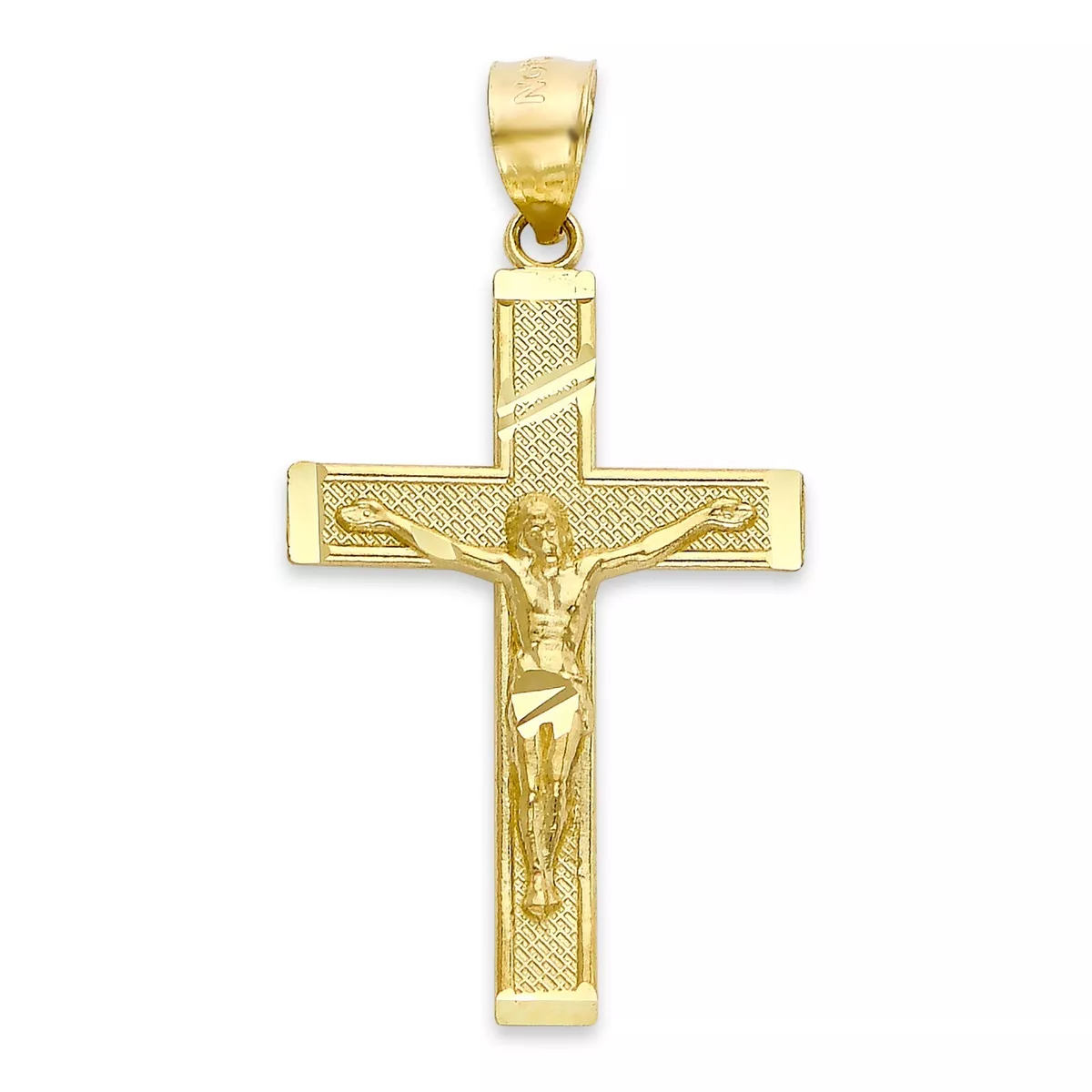 Solid Gold Cross Pendant 10 or 14k Crucifix Pendant Religious
