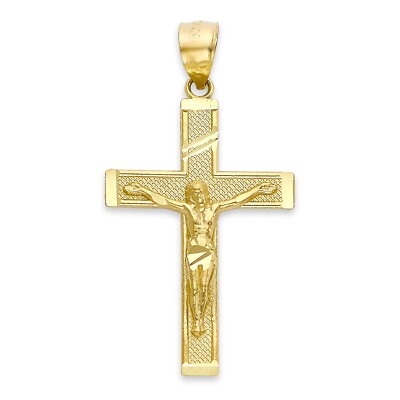 Solid Gold Cross Pendant, 10 or 14k, Crucifix Pendant Religious