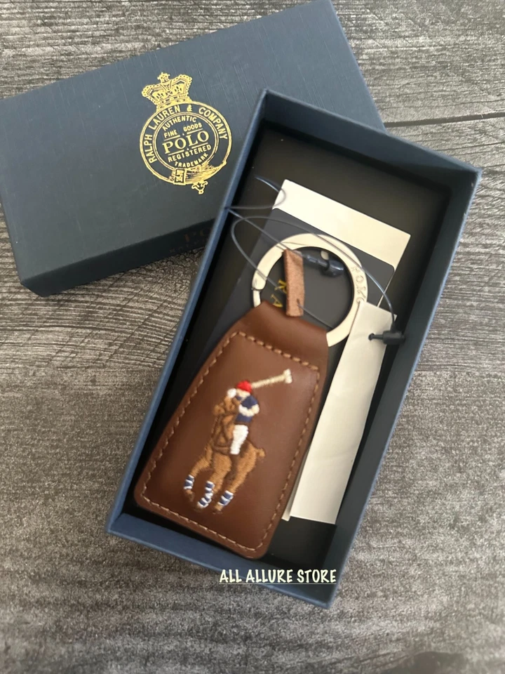 Llavero Polo Ralph Lauren Marrón Multi Cuero Bordado Big Pony EN CAJA Foto 3 de 4