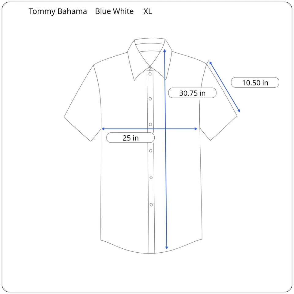 Tommy Bahama Mens XL Short Sleeve Blue White Aztec Southwestern Silk Blend Shirt - Image 3 of 4