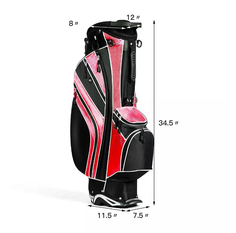 Golf Stand Cart Bag, Golf Club Bag W/6 Way Divider, Organizer Pockets