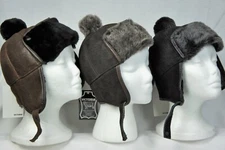 3 Colors UNISEX KIDS REAL SHEEPSKIN SHEARLING LEATHER Hat Winter BOYS GIRLS, NWT