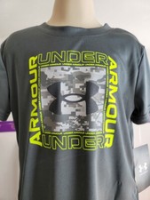 Boys Kids Youth Under Armour Shirt NEW Grey Camo short sleeve Size 4