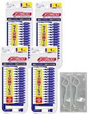 Interdental Brush I-Shaped Size 1SS 15-Piece Set x 4  2 Floss Picks