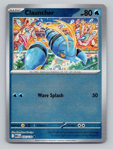 Reverse Holo Clauncher 037/132 Common ME01: Mega Evolution Pokemon