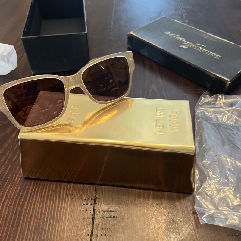 Vintage Frames By Corey Shapiro LOVEHATE Metal Gold UV400 Sunglasses-Make Offer!