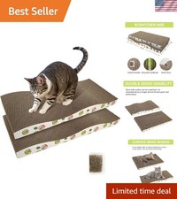 Double-Sided Cat Scratching Board Set with Catnip - Eco-Friendly Cardboard