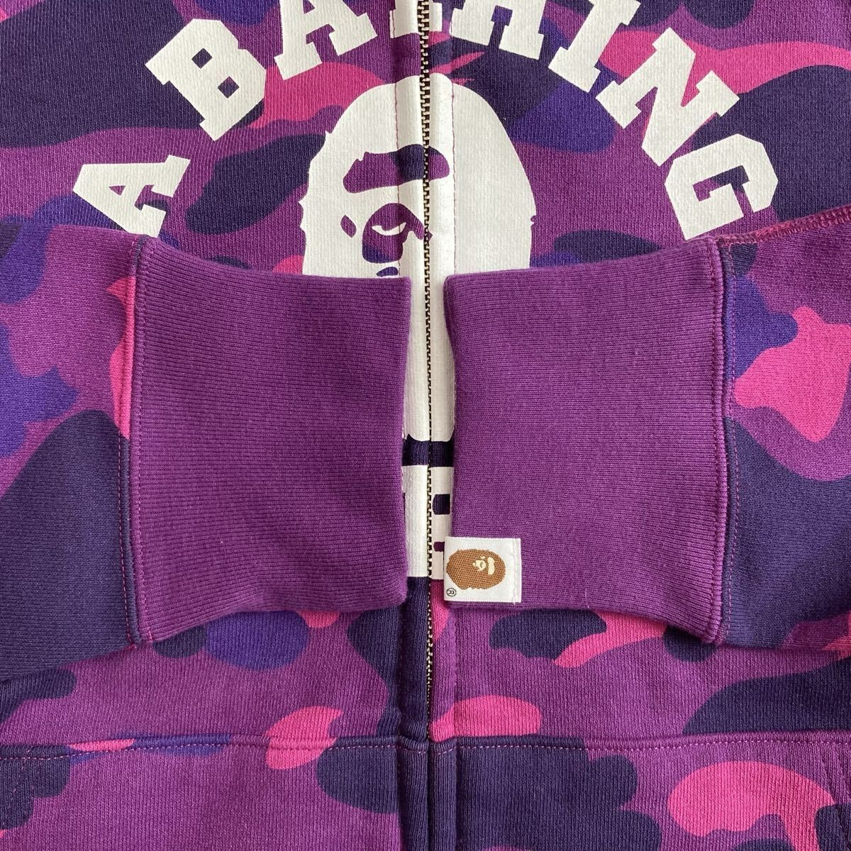 BAPE Purple camo college logo full zip hoodie A Bathing Ape Size L