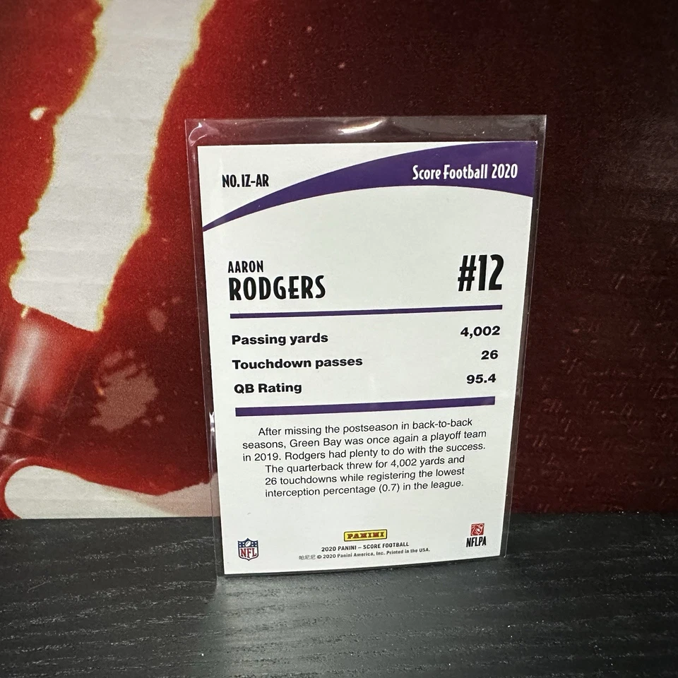 2020 Panini Score In The Zone AARON RODGERS #IZ-AR - Green Bay Packers - Image 2 of 2